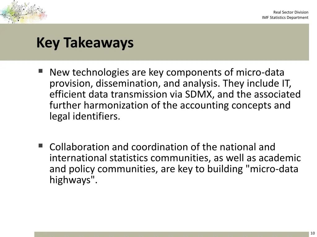 real sector division imf statistics department 9