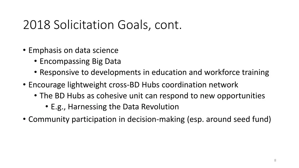 2018 solicitation goals cont
