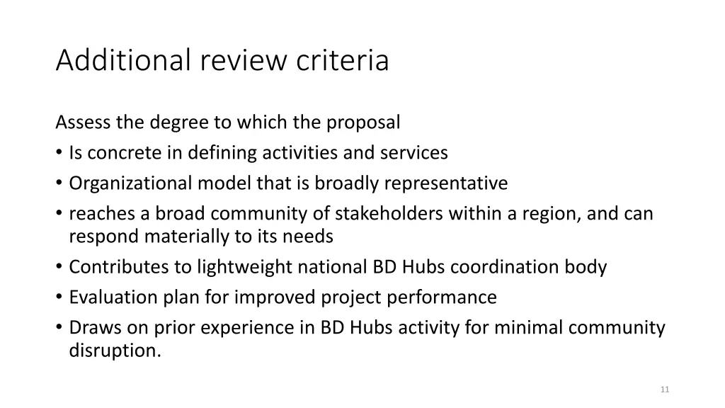 additional review criteria