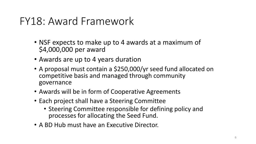fy18 award framework