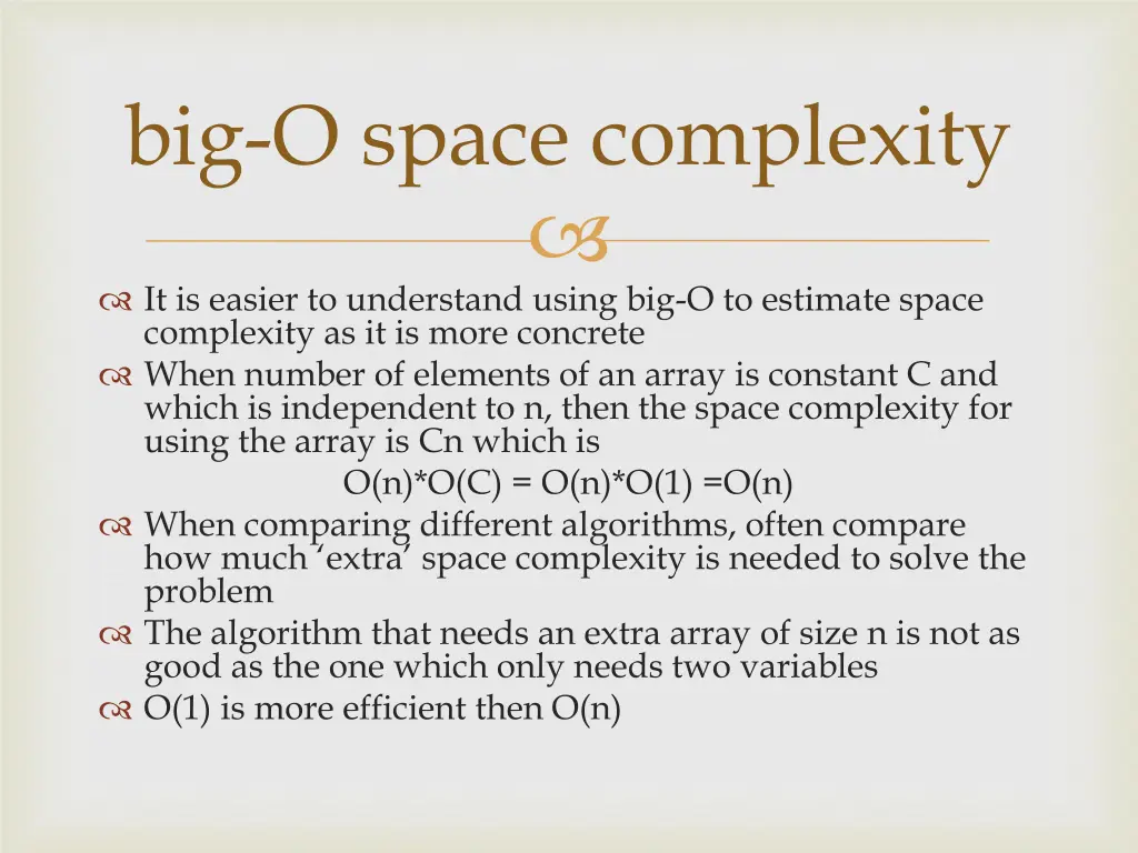 big o space complexity