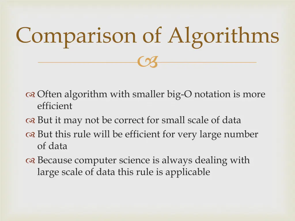 comparison of algorithms