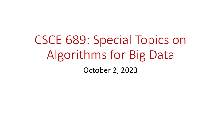 csce 689 special topics on algorithms