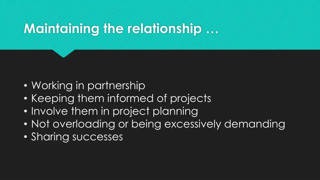 maintaining the relationship