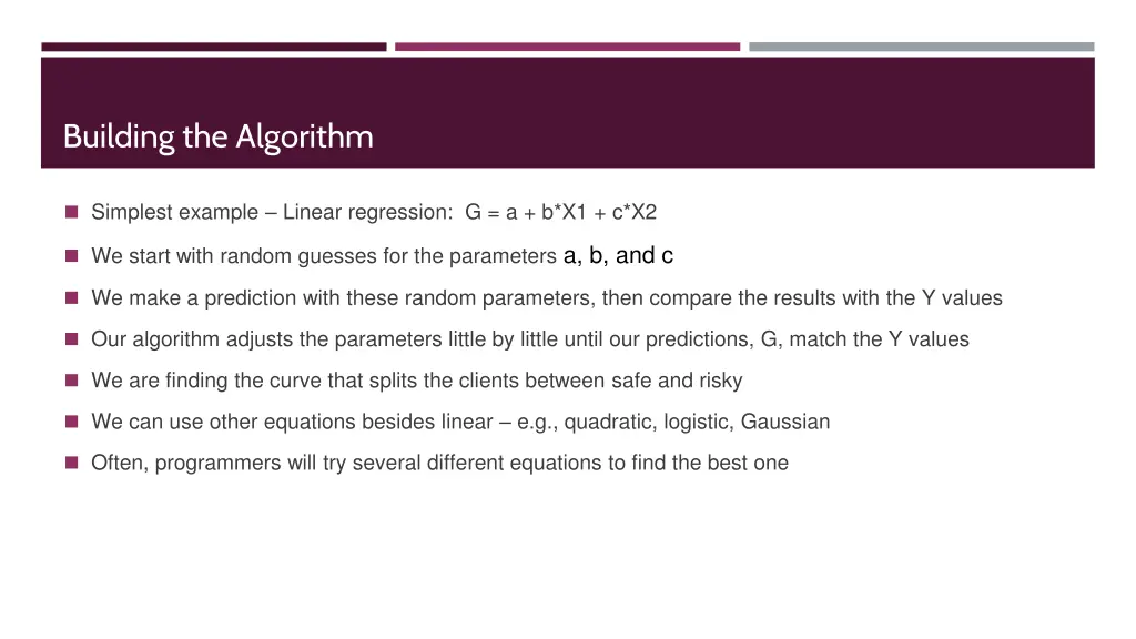 building the algorithm