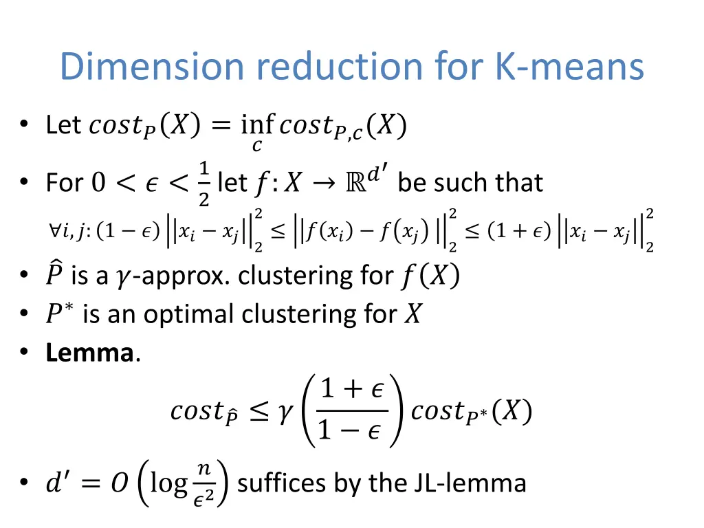 dimension reduction for k means 1