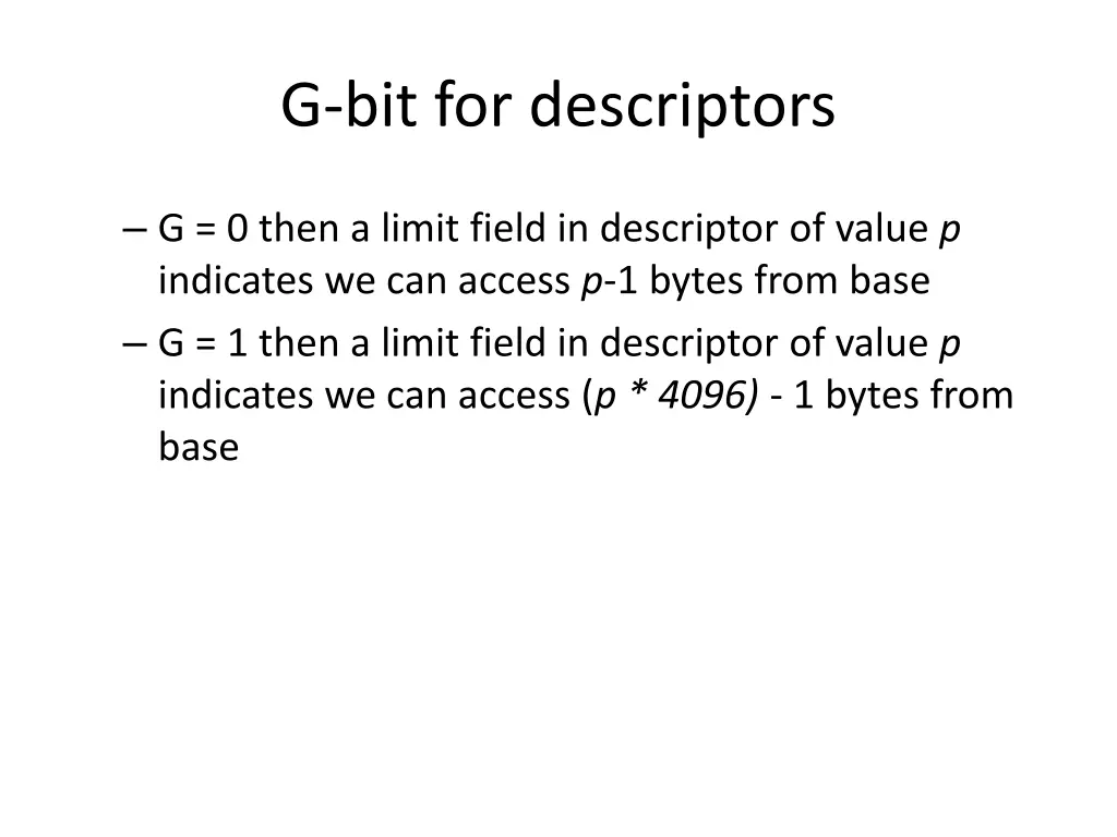 g bit for descriptors