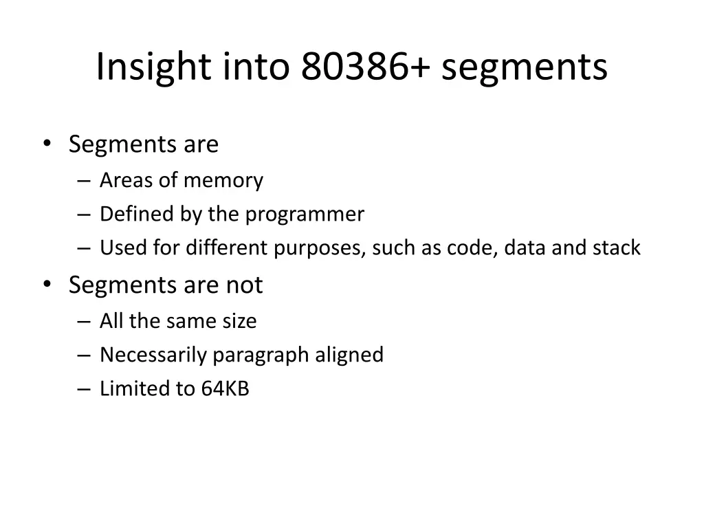 insight into 80386 segments