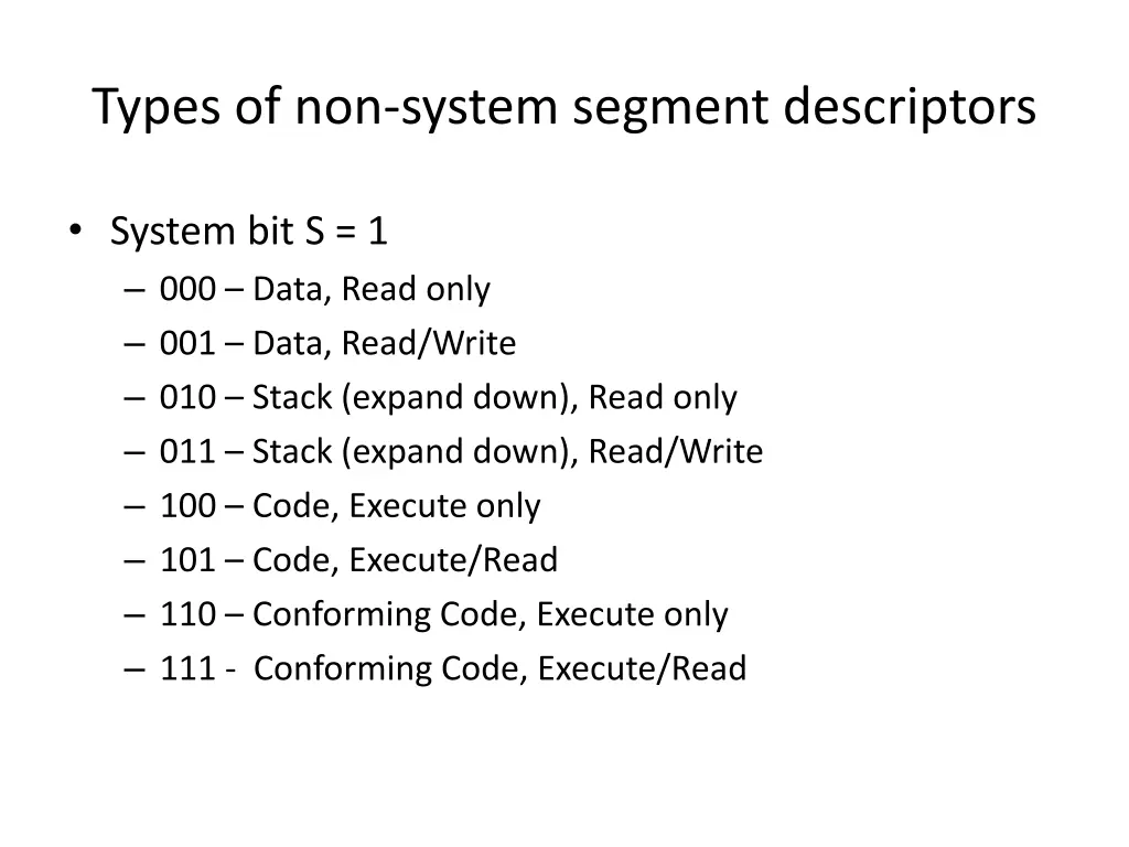 types of non system segment descriptors