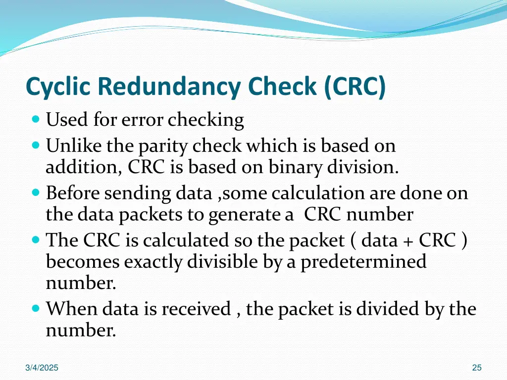 cyclic redundancy check crc used for error