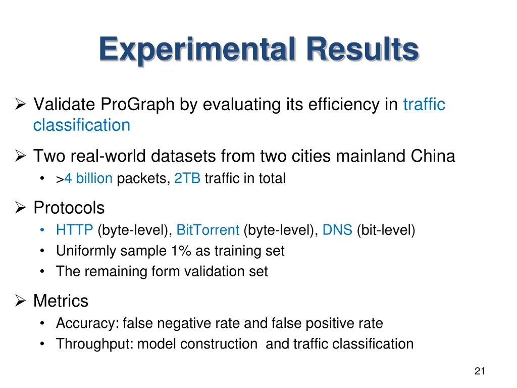 experimental results