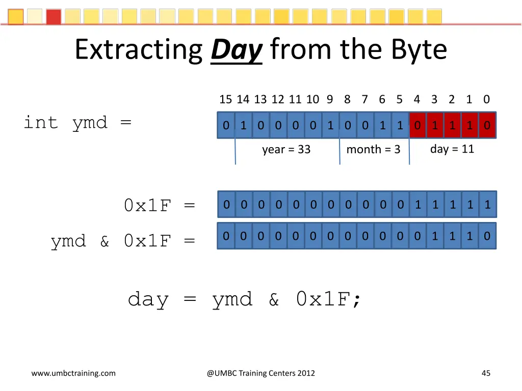 extracting day from the byte