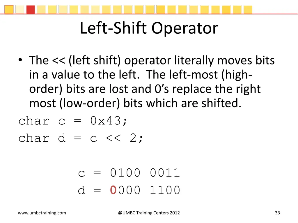 left shift operator