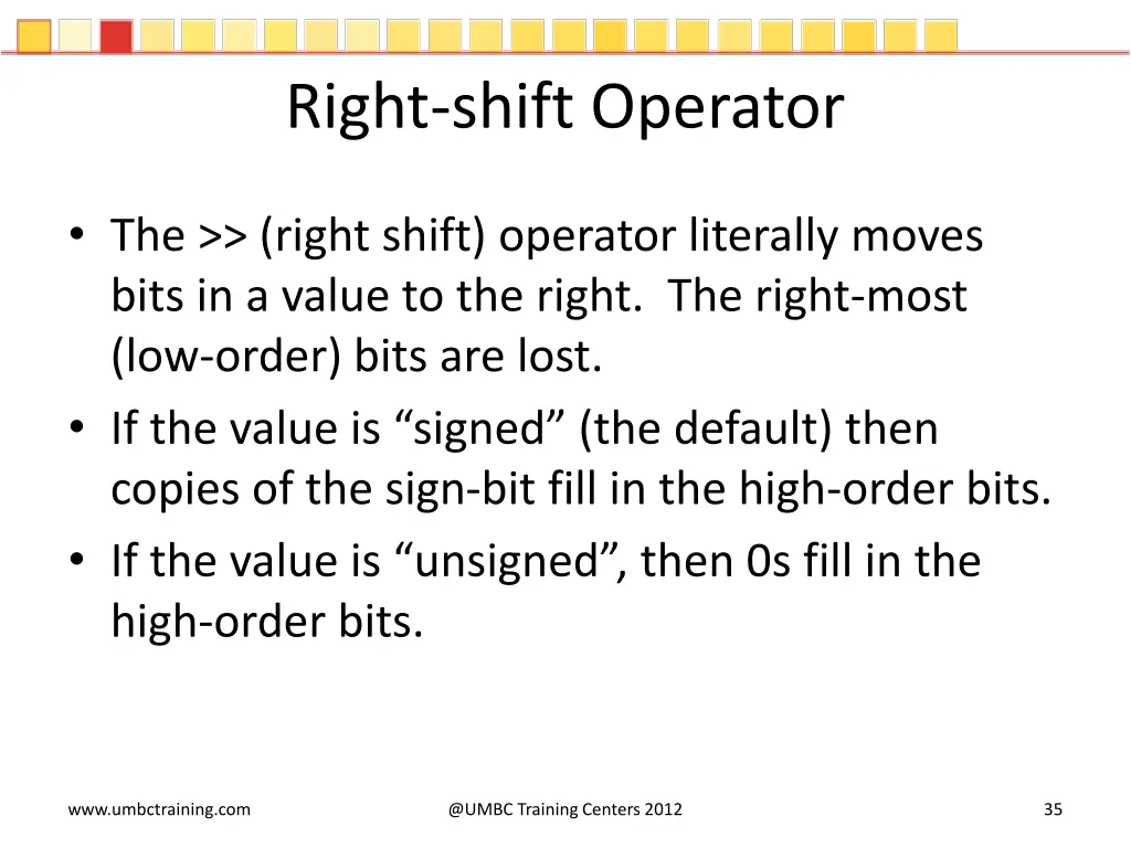 right shift operator