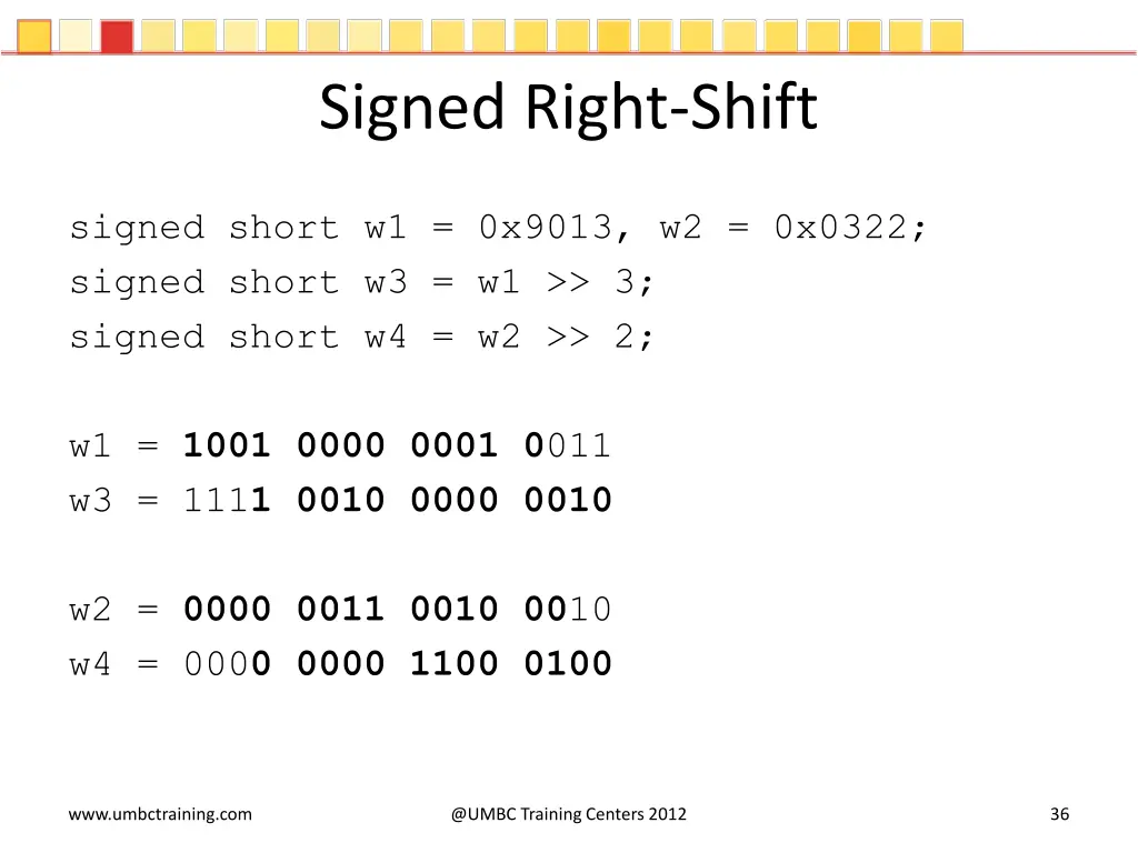 signed right shift