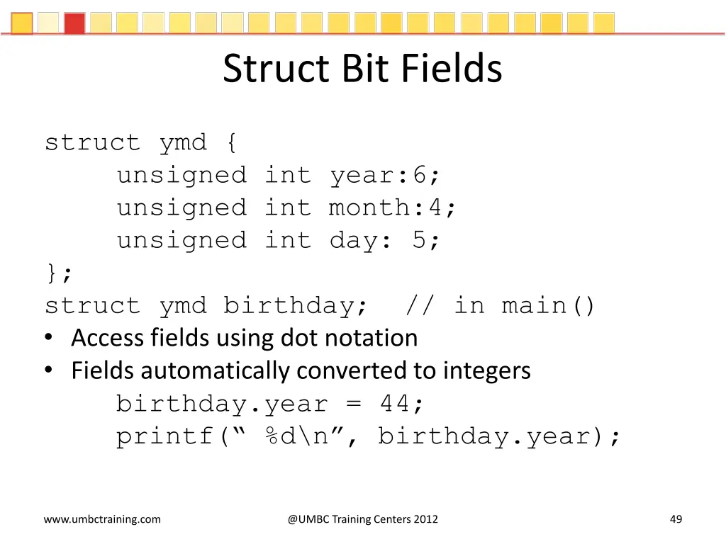 struct bit fields