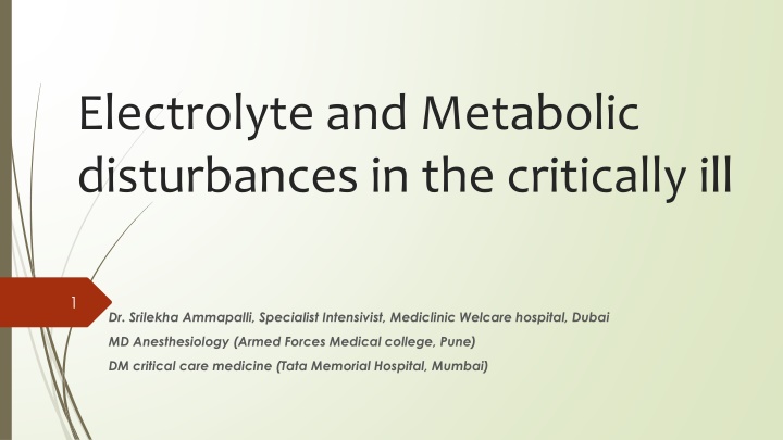 electrolyte and metabolic disturbances