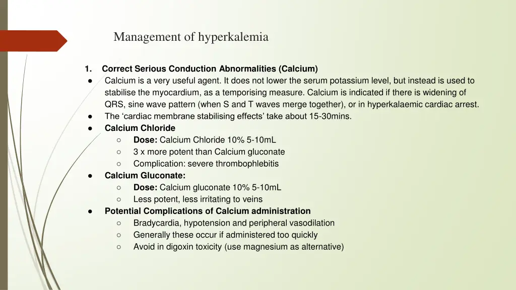 management of hyperkalemia