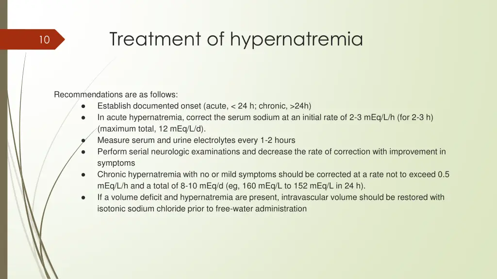 treatment of hypernatremia