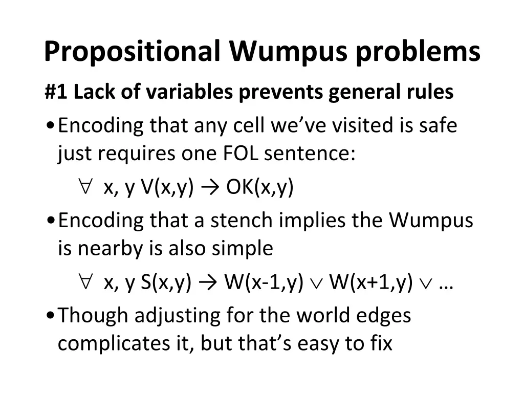 propositional wumpus problems