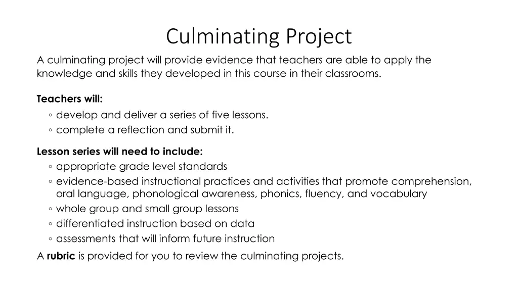 culminating project