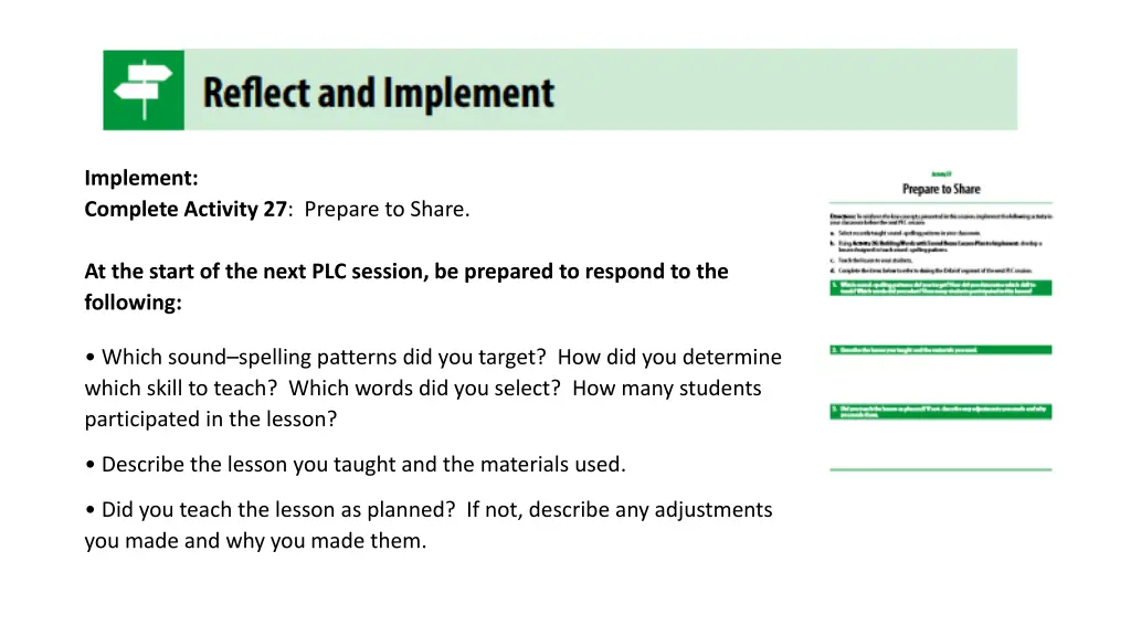 implement complete activity 27 prepare to share