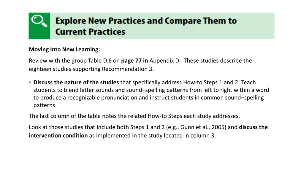 moving into new learning