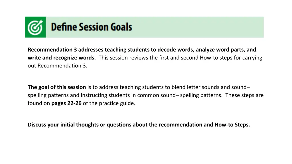 recommendation 3 addresses teaching students
