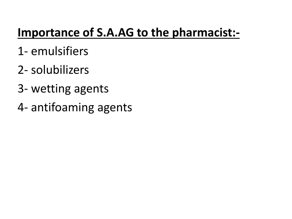 importance of s a ag to the pharmacist