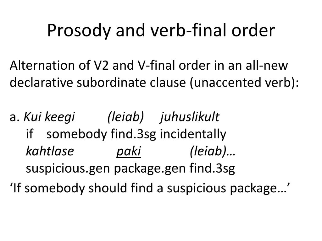 prosody and verb final order 1