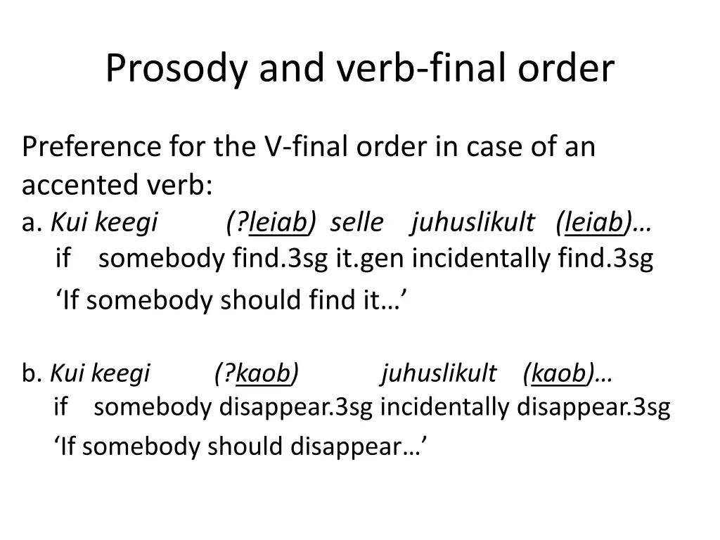 prosody and verb final order 2