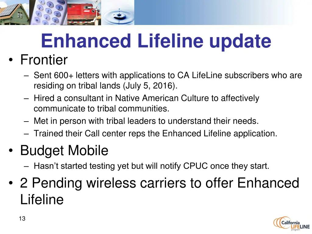 enhanced lifeline update frontier sent