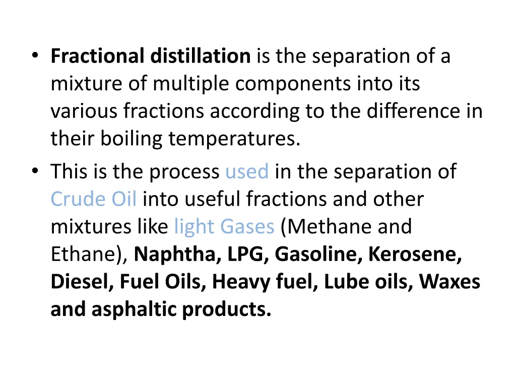 fractional distillation is the separation