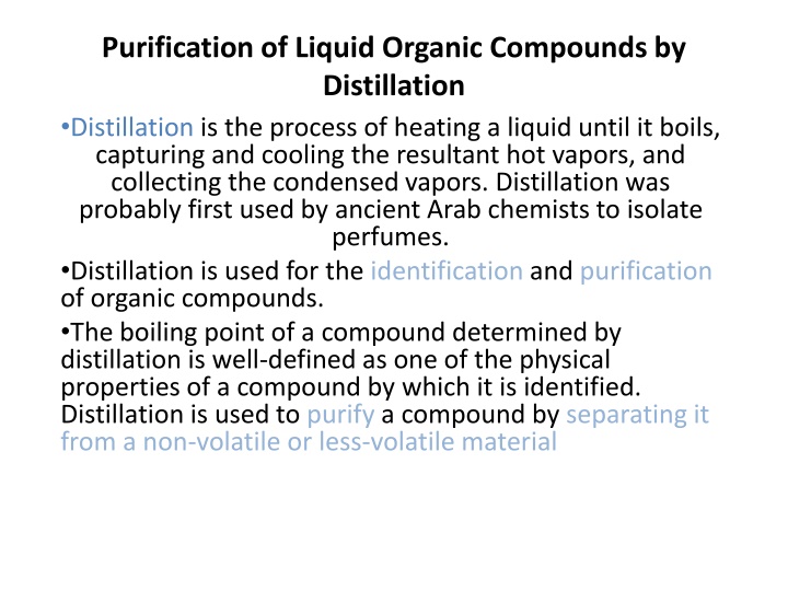 purification of liquid organic compounds