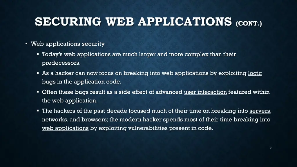 securing web applications cont 1