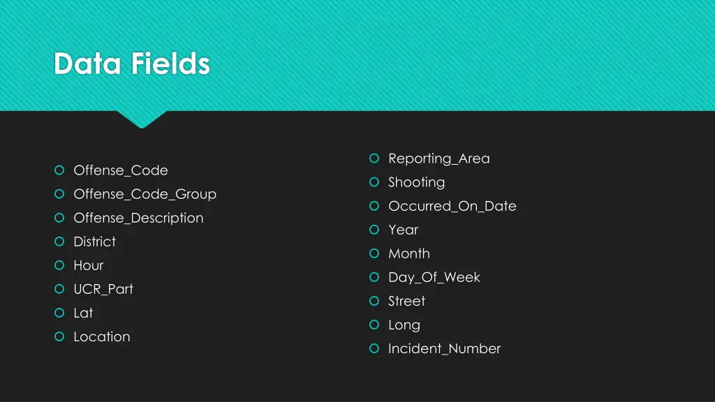data fields