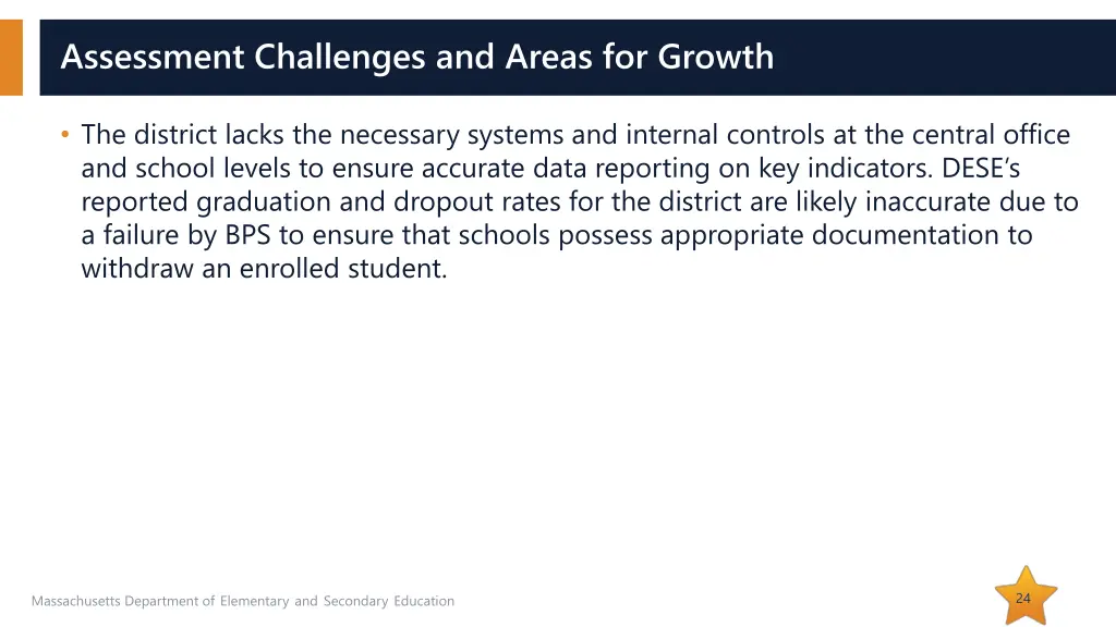 assessment challenges and areas for growth