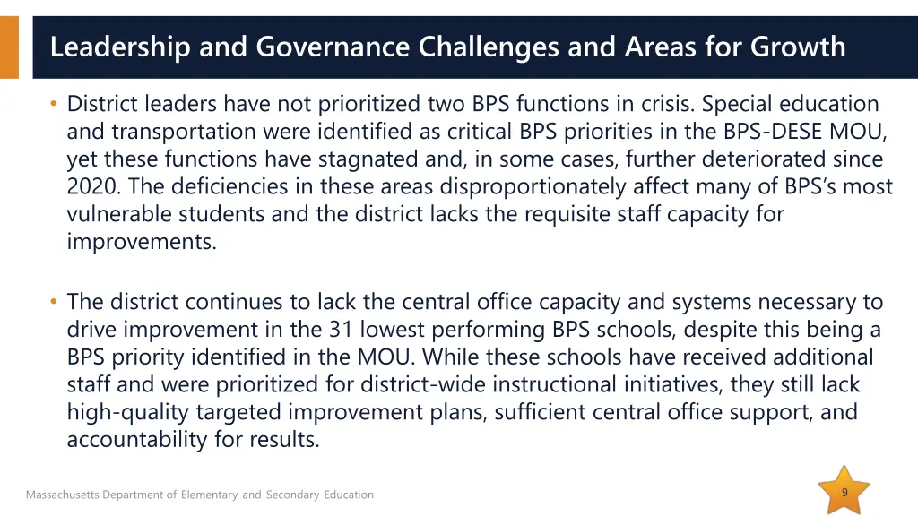 leadership and governance challenges and areas