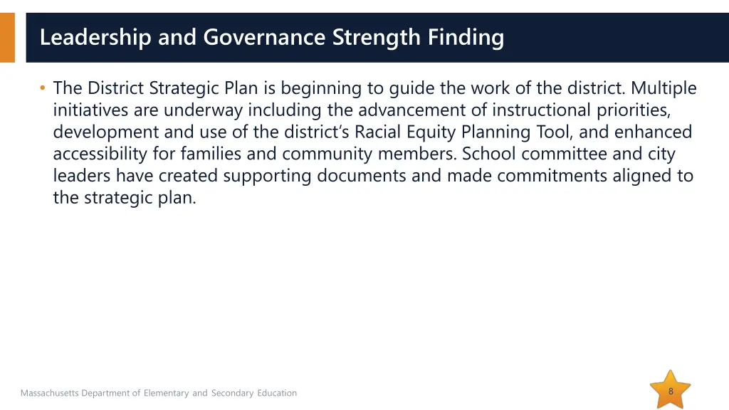 leadership and governance strength finding