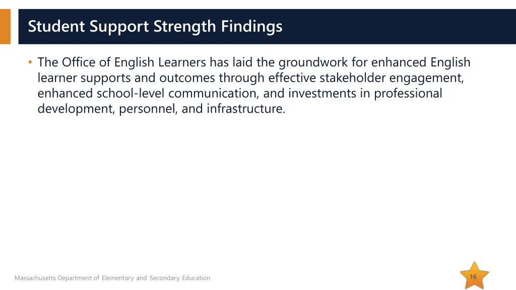 student support strength findings
