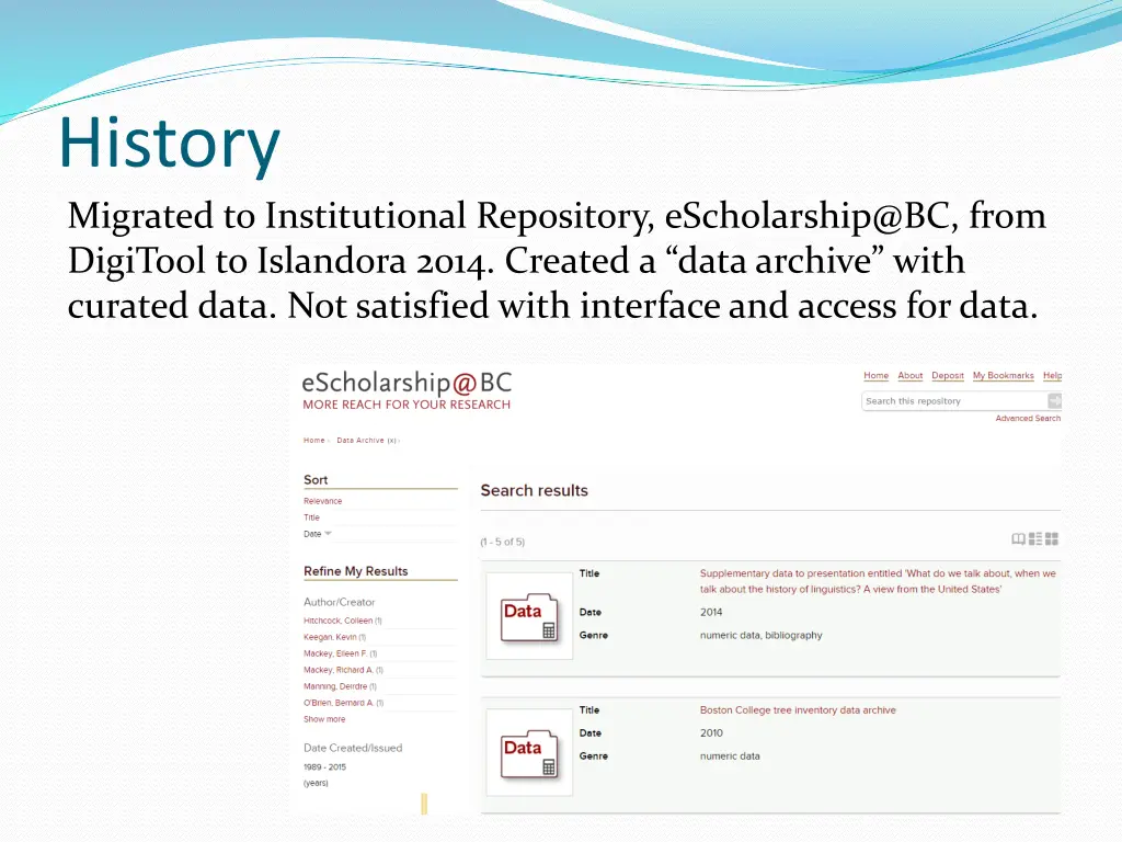 history migrated to institutional repository