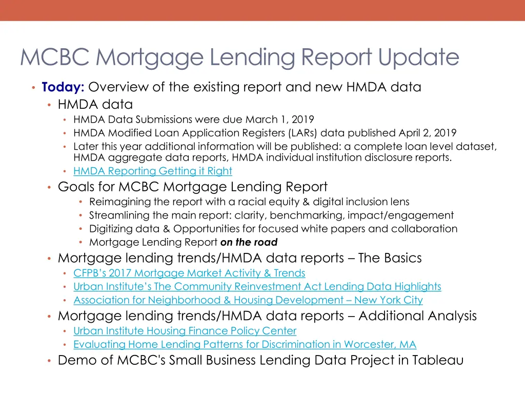 mcbc mortgage lending report update 1