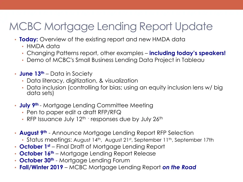 mcbc mortgage lending report update