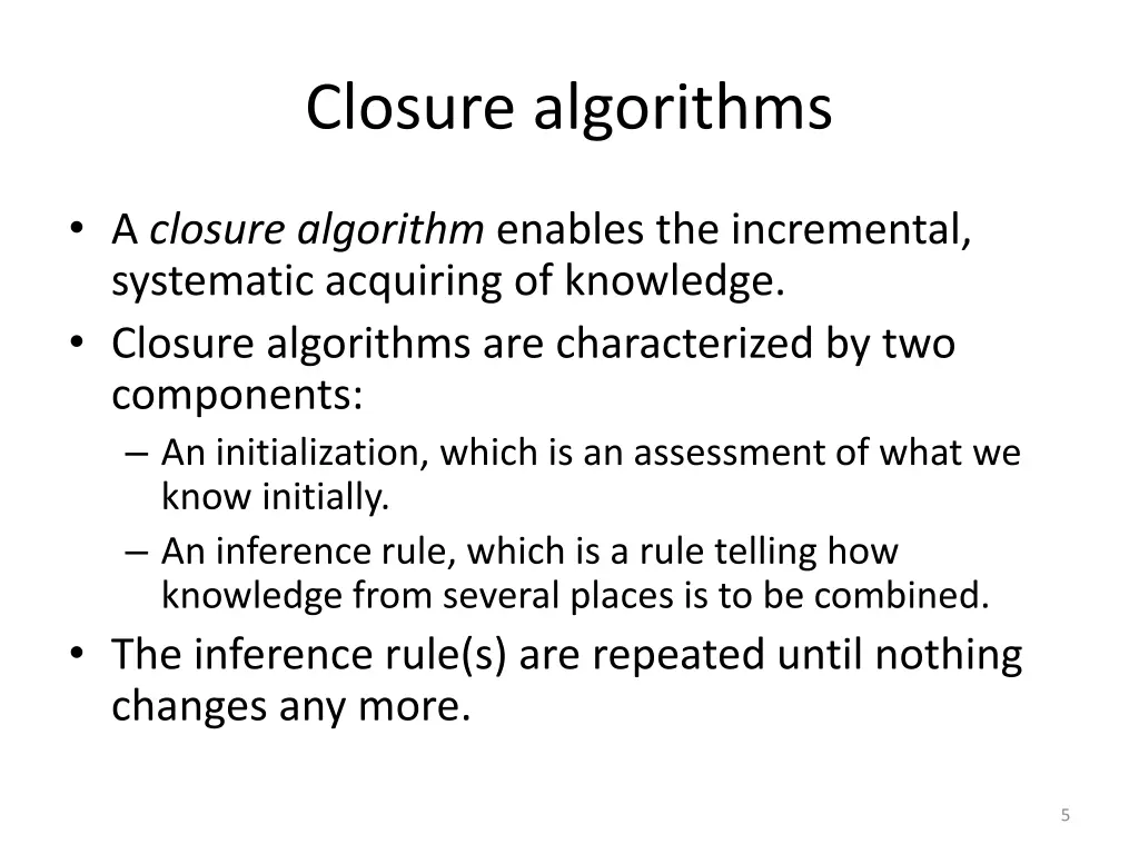 closure algorithms