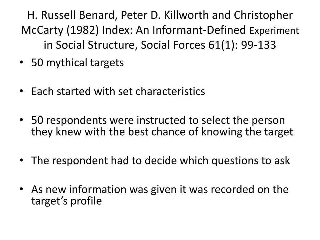 h russell benard peter d killworth