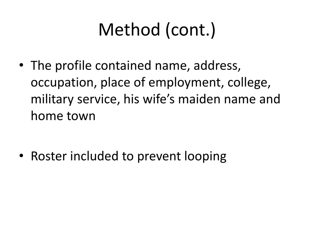 method cont