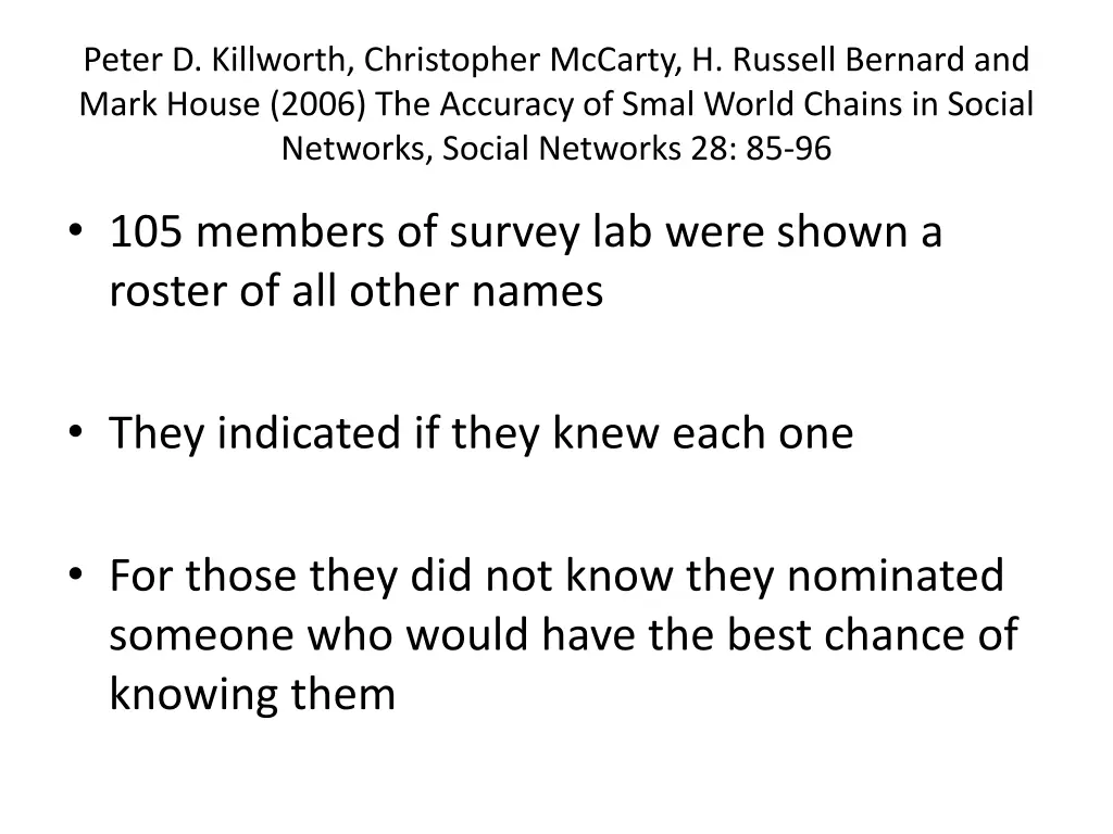 peter d killworth christopher mccarty h russell