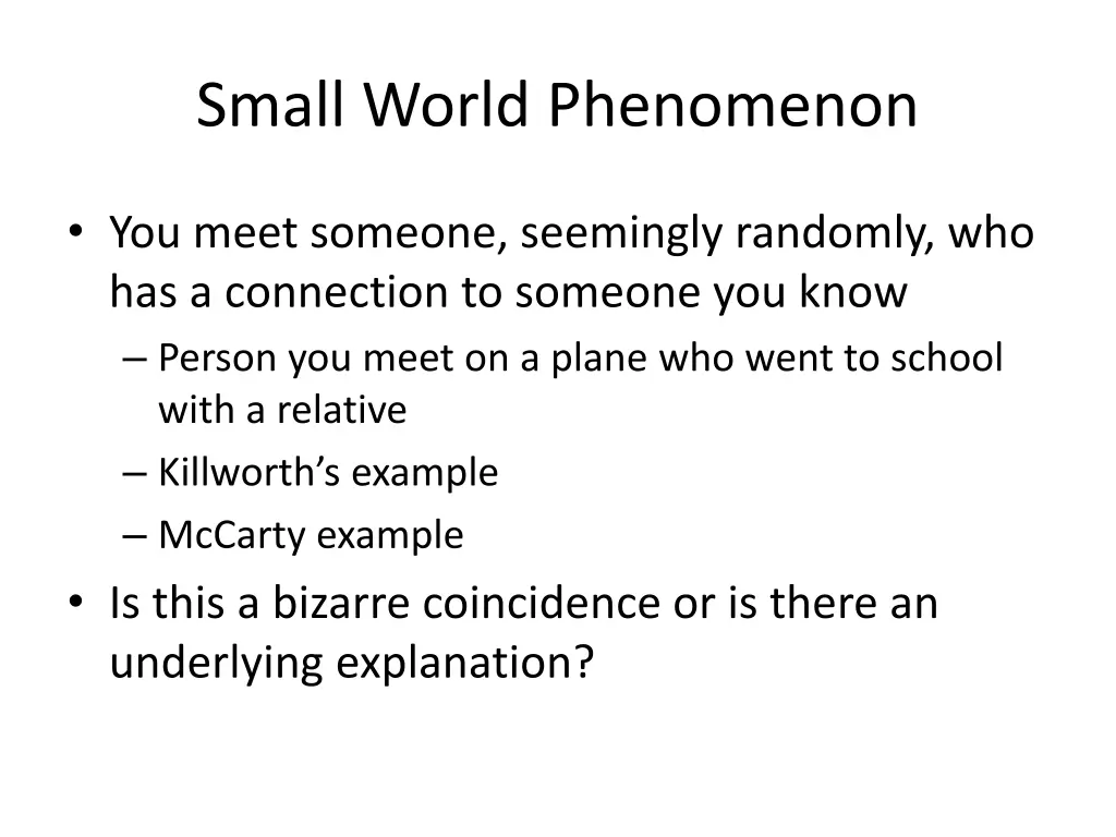 small world phenomenon