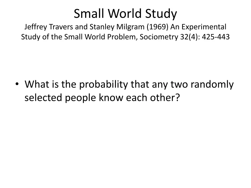small world study jeffrey travers and stanley
