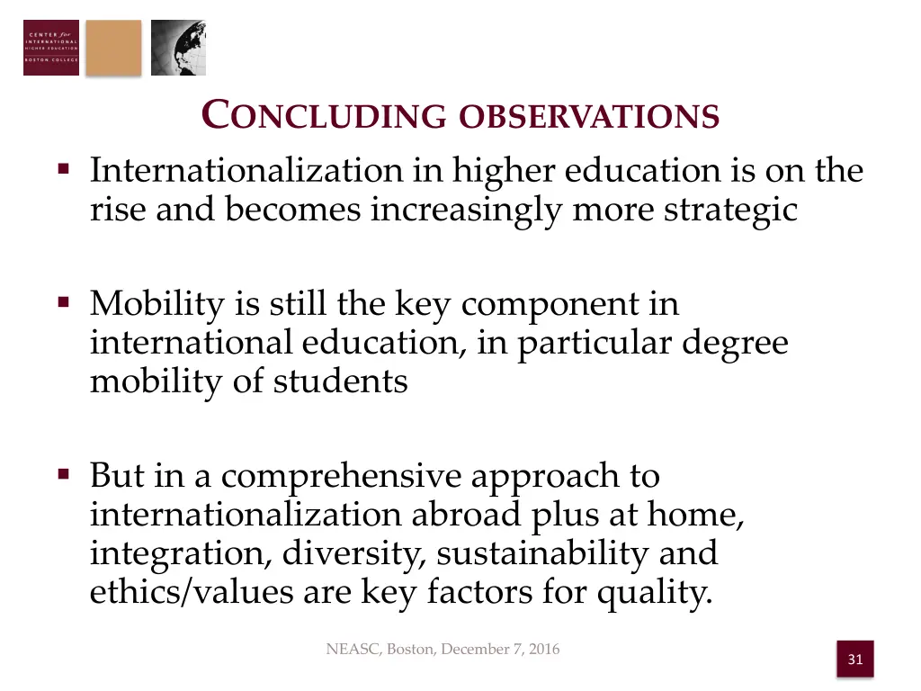 c oncluding observations internationalization